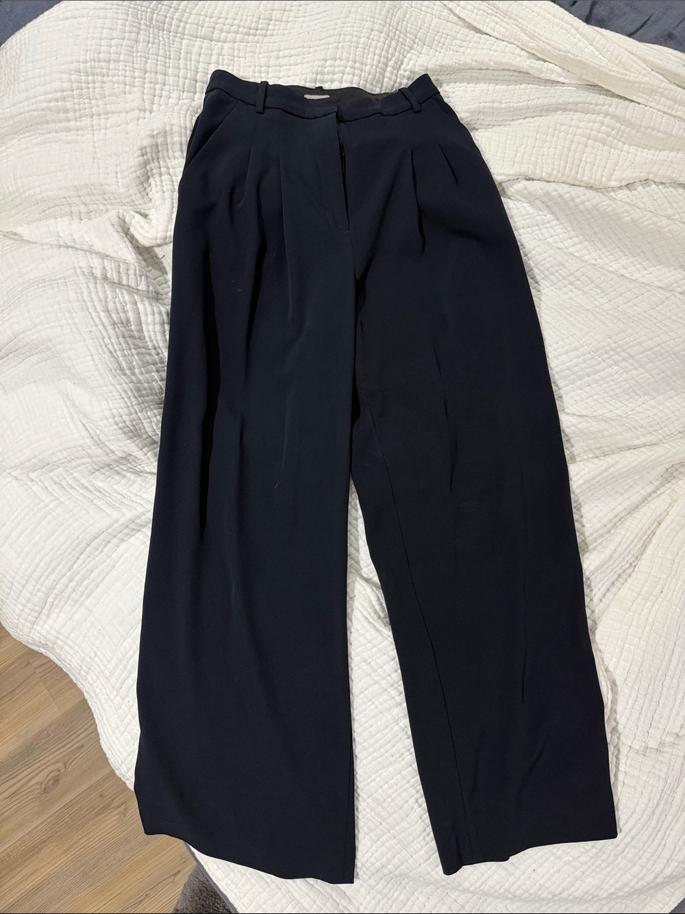 H&M Black Wide-Leg Pleated Trousers